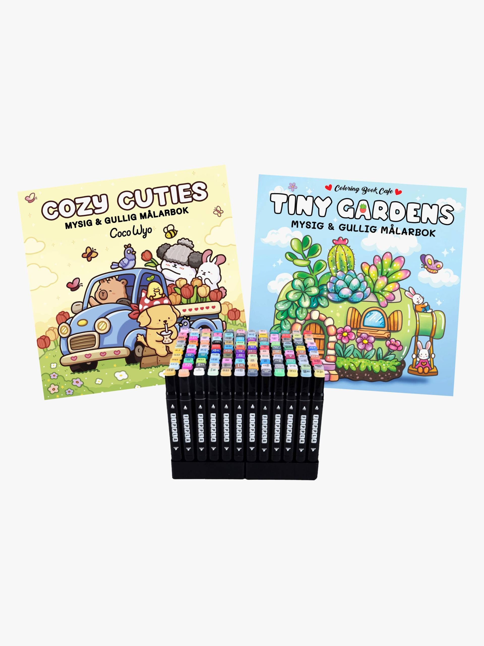 Fippla 120 Illustrationsmarker &  Cozy Malbücher von Fippla