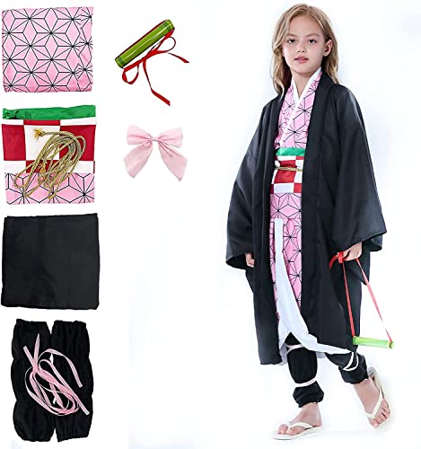 Firecos Kostüm Cosplay für Kinder Anime Cosplay Vollkostüm Kimono Rollenspiele Kleidung Geschenk für Halloween Weihnachten Karneval von Firecos