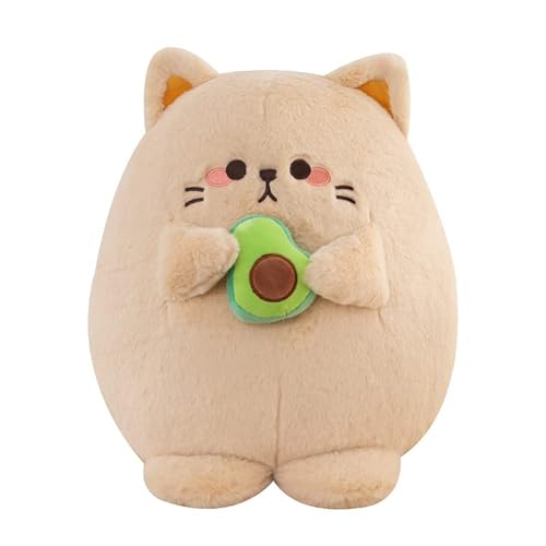 Firecos Katze Kuscheltier Kawaii Klein Katzen Avocado Plüschtier Stofftier Niedlich Geburtstag Weihnachten Geschenke für Freunde Kinder (Khaki, 35cm) von Firecos