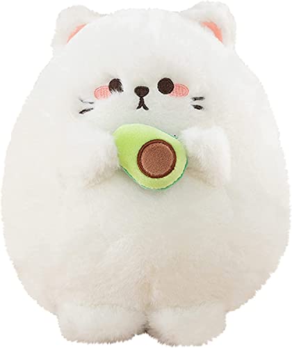 Firecos Katze Kuscheltier Kawaii Klein Katzen Avocado Plüschtier Stofftier Niedlich Geburtstag Weihnachten Geschenke für Freunde Kinder (Weiß, 25cm) von Firecos