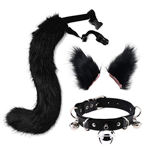 STAR FIRE Halloween Party Cosplay Fuchs Schwanz Ohren Persönlichkeit Glockenhals Kragen Kostüm Party Cosplay Set verstellbaren Fuchs Schwanz (50-011/Schwanzlänge 50cm) von STAR FIRE