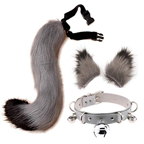 Firestar Star FIRE Halloween Party Cosplay Fuchs Schwanz Ohren Persönlichkeit Glockenhals Kragen Kostüm Party Cosplay Set verstellbaren Fuchs Schwanz (50-012/Schwanzlänge 50cm) von Firestar