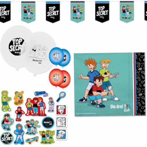 Die Drei ??? Dekoset Servietten, Wimpelkette, Konfetti und Ballons // Partyzubehör Drei Fragezeichen Kids Die Drei ??? Dekoset Servietten, Wimpelkette, Konfetti und Ballons // Partyzubehör Drei Fragezeichen Kids von Firlefantastisch Der Partyshop