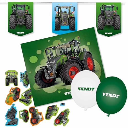 * Fendt * Deko-Set für Kindergeburtstag & Mottoparty | 4-teiliges Party-Set mit Wimpelkette, Servietten, XXL-Konfetti & Ballons von Firlefantastisch Der Partyshop