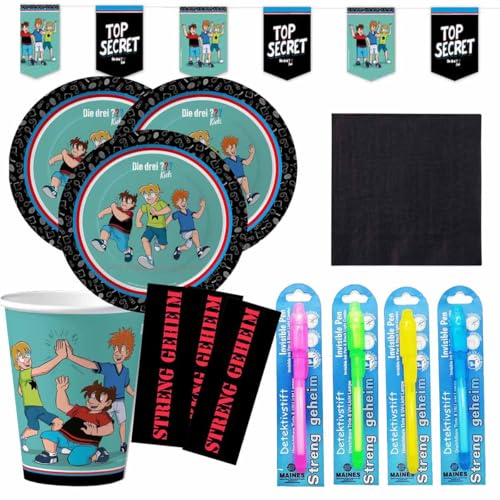 Partyset DREI ??? Kids mit 8 Geheimstiften und 10 Stickern Streng Geheim // DREI Fragezeichen Partyzubehör // Kindergeburtstag DREI Fragezeichen Kids Partyset DREI ??? Kids mit 8 Geheimstiften und 10 Stickern Streng Geheim // DREI Fragezeichen Partyzubehör // Kindergeburtstag DREI Fragezeichen Kids von Firlefantastisch Der Partyshop