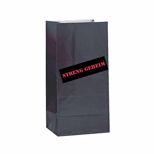 Firlefantastisch Geschenktüten Schwarz mit Sticker STRENG GEHEIM 12 Stück // Partytüten Detektive von Firlefantastisch