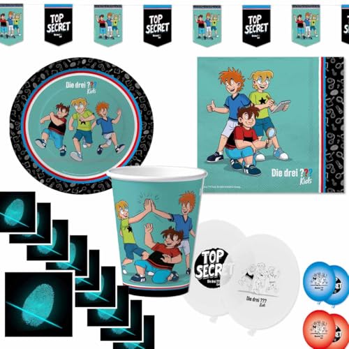 Partyset Die Drei ??? Kids für 10 Kinder mit Fingerabdruck-Sticker // Kindergeburtstag Drei Fragezeichen Partyzubehör Partyset Die Drei ??? Kids für 10 Kinder mit Fingerabdruck-Sticker // Kindergeburtstag Drei Fragezeichen Partyzubehör von Firlefantastisch