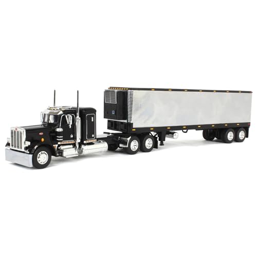 First Gear 1/64 Black & Chrome Peterbilt 359 mit 12,2 m Vintage Reefer Anhänger, DCP 60-2043 von First Gear