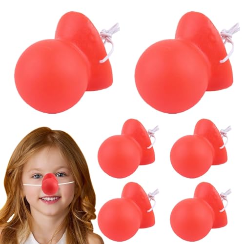 6 Stück Clown-Nase, Gummi-Clown-Nase, Clown-rote Nase, Clown-Cosplay-Nasen mit elastischem Zirkus-Kostüm, Partyzubehör für Erwachsene, Cosplay-Kostüm-Zubehör von Firulab