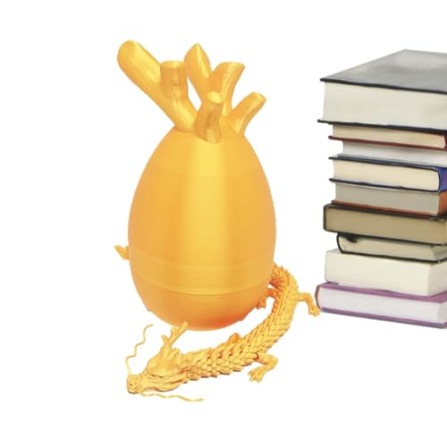 Firulab 3D-Gedruckter Drache im Ei, voll bewegliches Drachenkristall-Drachenei, 3D-gedrucktes Drache-Zappelspielzeug mit flexiblen Gelenken, Executive-Schreibtischspielzeug für Kinder und Erwachsene von Firulab