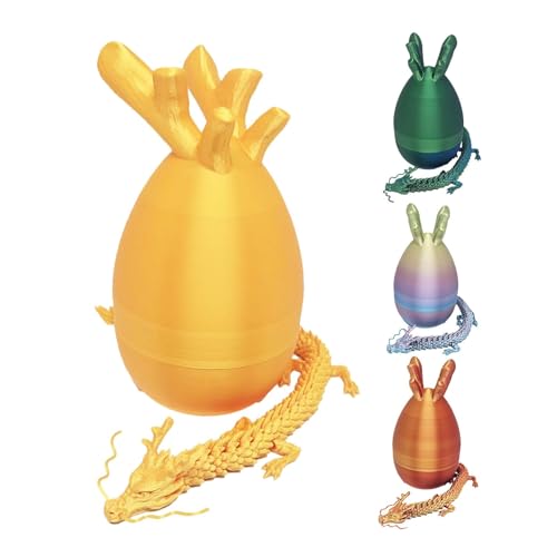 Firulab 3D-Gedruckter Drache im Ei, voll bewegliches Drachenkristall-Drachenei, 3D-gedrucktes Drache-Zappelspielzeug mit flexiblen Gelenken, Executive-Schreibtischspielzeug für Kinder und Erwachsene von Firulab