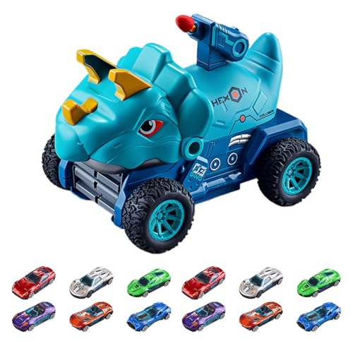 Firulab Dinosaurier-Spielzeug für Kinder, Dinosaurier-Auswurfspielzeug für Kinder | Trägheitstransformierendes Fahrzeugspielzeug - Lernspielzeug mit Auswurf-Rennstrecke für Zuhause, Kindergarten von Firulab