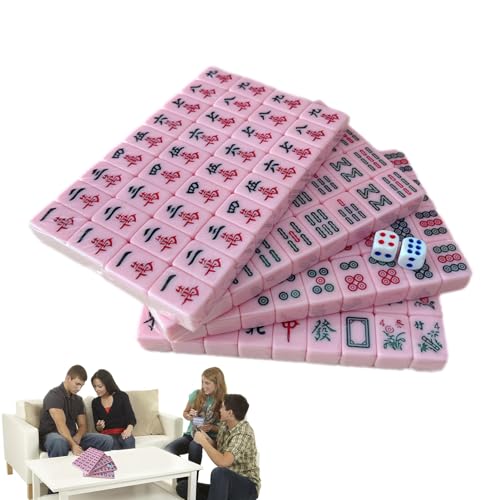 Firulab Mahjong-Spielset, Reise-Mahjong, Leichte tragbare Mahjong-Sets mit klarer Gravur, Legespiel, Reisezubehör für Reisen, Schulen, Ausflüge, Schlafsäle von Firulab