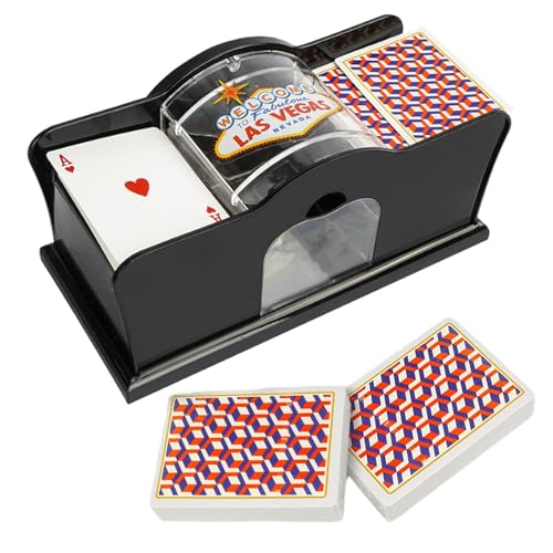 Firulab Manueller Kartenmischer mit 2 Decks und Handkurbel, Kartenmischmaschine für Pokerspiele, Blackjack, Rommé und alle Kartenspiele, handgekurbelter Kartenmischer für Poker von Firulab