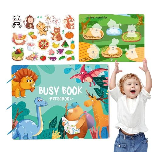 Firulab Montessori-Arbeitsbuch, Kinder-Arbeitsbuch - Wiederverwendbares Stickerbuch zum Thema Lebenskompetenzen | Busy Book, sensorisches Montessori-Spielzeug, kognitives Vorschulspielzeug für frühes von Firulab