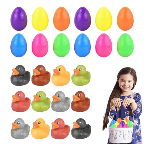 Firulab Osterspielzeug aus Gummienten - -Enten-Spielzeug | Leuchtend Bunte vorgefüllte Ostereier für Karnevalsgeschenke, Geschenktütenfüller, Geburtstagsfeier von Firulab
