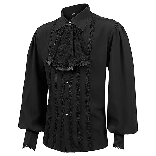Firulab Renaissance-Kostüm für Herren - Herren Piraten-Vampir-Shirt | Poet Shirt Langarm, viktorianisches Steampunk Gothic Herren Piraten-Vampir-Shirt, Herren-Renaissance-Kleidung von Firulab