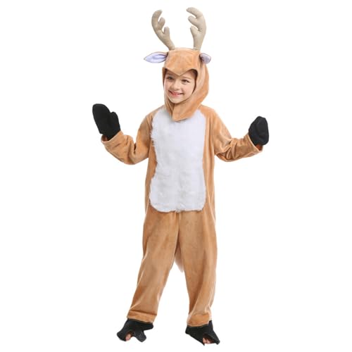 Firulab Rentier-Kostüm für Kinder, Weihnachts-Hirsch-Kostü, Overall für Jungen und Mädchen, süßes Weihnachtskostü, Party-Kostü -Outfit für Kinder von Firulab