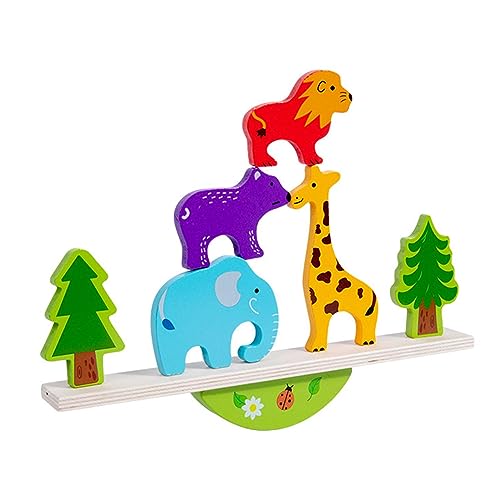 Firulab Tier-Balance-Spiel | Lernspielzeug aus Holz zum Stapeln von Tieren mit Aufbewahrungstasche | Lustiges Stapelspiel aus Holz, sensorisches Spielzeug, Kinderspielzeug für Kinder ab 3 Jahren von Firulab