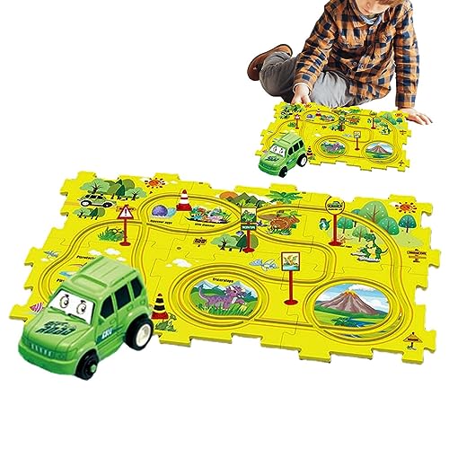 Puzzle-Track-Spielset - Langlebiges und lustiges Schienenspielzeug für Eisenbahnwaggons - Eisenbahnspielzeug für Kinder Jungen und Mädchen ab 3 Jahren, Eisenbahnschienenset, Firulab von Firulab