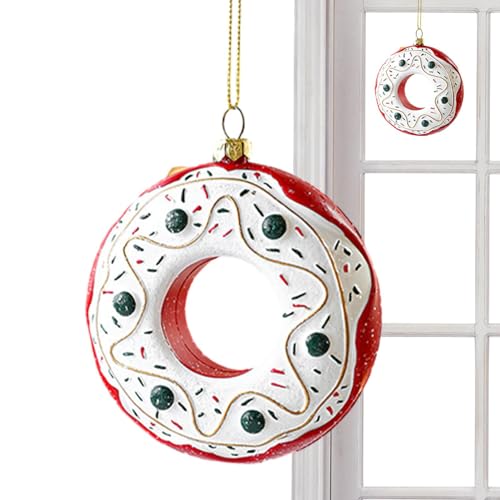 Weihnachtskuchenornamente,Neuartige Geburtstagskuchen-Snack-Hängekugel | Rote und weiße Auto-Geschenk-Cane-Donut-Anhänger für die Geburtstagsparty-Dekoration zu Hause Firulab von Firulab