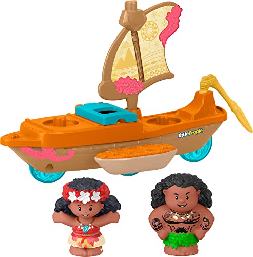 Fisher-Price Little People Kleinkindspielzeug Disney Princess Moana & Mauis Kanu Segelboot mit 2 Figuren für Kinder ab 18 Monaten von Fisher-Price