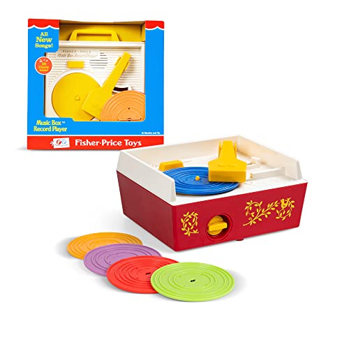 Fisher Price Classics 1697 Musicbox-Plattenspieler, Baby-Musikspielzeug, Interaktives Lernspielzeug mit 10 Liedern, Lernspielzeug, Retro-Spielzeug Geschenk ab 18 Monaten von Basic Fun