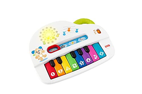 Fisher-Price Babys erstes Keyboard - tragbares Spielzeugklavier mit 4 Spielmöglichkeiten, Liedern, Lichtern und Geräuschen, spielerisches Lernen, Version: Polnisch, GFK02 von Fisher-Price