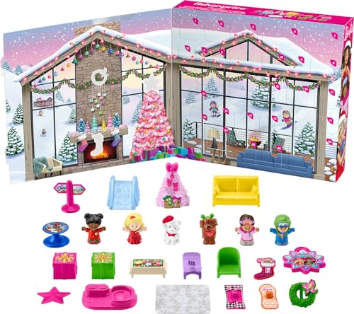 FISHER-PRICE Little People Barbie Adventskalender - 24 weihnachtliche Figuren und Spielteile, für Kleinkinder ab 18 Monaten bis 5 Jahren, HMK85 von Fisher-Price