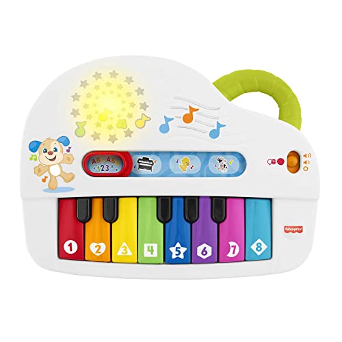 Fisher-Price Babys erstes Keyboard - tragbares Spielzeugklavier mit 4 Spielmöglichkeiten, Liedern, Lichtern und Geräuschen, Version: Englisch; Italienisch; Portugiesisch; Spanisch, HHX13 von Fisher-Price