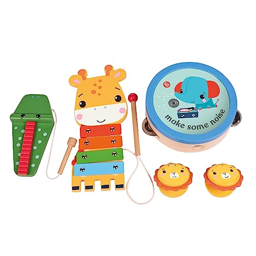 Fisher Price 180A Wooden Musical Instrument 5-Piece Set, Educational Toddler Percussion and Rhythm Toys, Age 18 Months+ von Fisher-Price