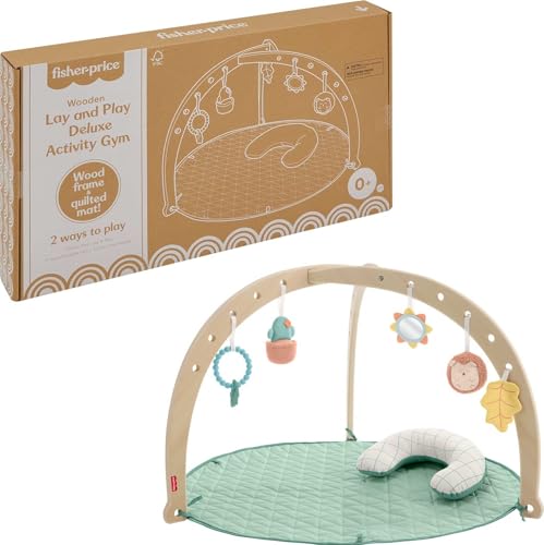 Fisher-Price Baby Spielmatte, Holz Lay & Play Deluxe Activity Gym mit Holzrahmen & Bauchzeit Entwicklungsspielzeug für Neugeborene 0+ Monate Fisher-Price Baby Spielmatte, Holz Lay & Play Deluxe Activity Gym mit Holzrahmen & Bauchzeit Entwicklungsspielzeug für Neugeborene 0+ Monate von Fisher-Price