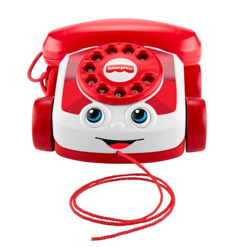 Fisher-Price Babyspielzeug rotes Plappertelefon, Mattel 80-jährige Jubiläumsedition, Spielzeug zum Hinterherziehen für Kinder und Kleinkinder ab 1 Jahr, JGG97 von Fisher-Price