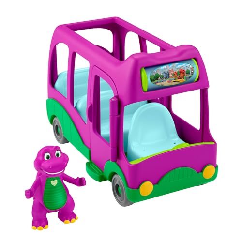 Fisher-Price Barneys Welt Spielzeug-Abenteuerbus zum Schieben für Kindergartenkinder und Barney-Figur für Rollenspiele für Kinder ab 3 Jahren, HYG95 von Fisher-Price