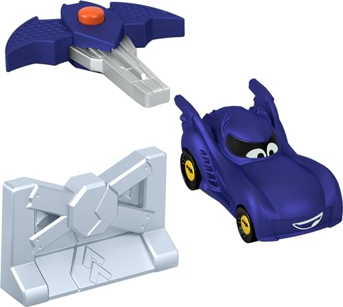 Fisher-Price DC Batwheels Spielzeugauto im Maßstab 1:55, Bam The Batmobil, Startfahrzeug mit Crash-Zubehör, für Kinder ab 3 Jahren, HRJ54 von Fisher-Price