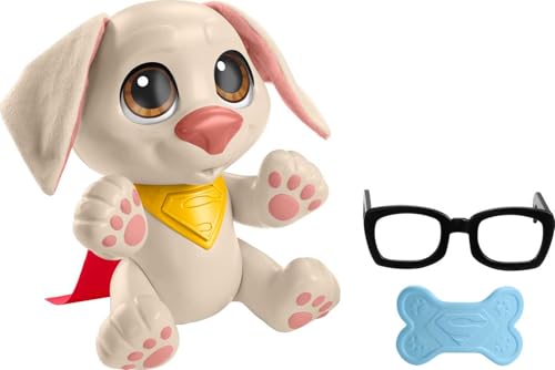 League of Super Pets Fisher-Price DC Super Pets HGV05 - DC Baby Krypto, bewegliche Hundepuppe mit Geräuschen und Spielzubehör für Kinder ab 3 Jahren von Fisher-Price