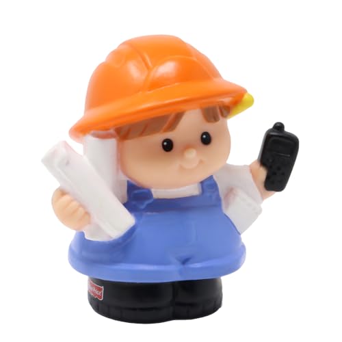 Fisher-Price Ersatzteil für Sammlerstück Little People Baukran und Steinbruchbau Spielset C0300 - Ersatz Architekt Foreman Figur - Trage Pläne und Telefon - Braune Haare von Fisher-Price