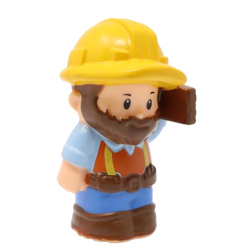 Fisher-Price Ersatzteil für Sammlerstück Little People Dumptruck Lumber Yard Spielset DFT45 - Ersatz Bauarbeiter Muldenkipper Fahrer mit Bart und Schutzhelm von Fisher-Price