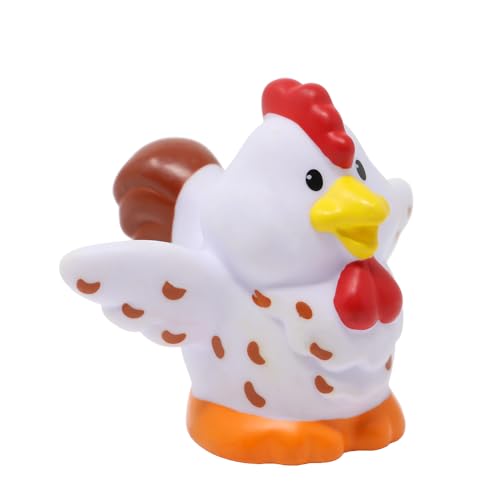 Fisher-Price Ersatzteil für Sammlerstück Little People Farm Barn Animal Barnyard Pals Spielset 72507 – Ersatz Weiß mit braunen Punkten Huhn/Hahn Figur von Fisher-Price