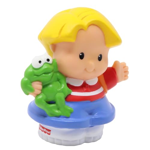 Fisher-Price Ersatzteil für Sammlerstück Little People Flughafen Schule Zoo Zug oder Puppenhaus Familie Spielset 77604 - Ersatz Blonde Boy Eddie Figur - Rucksack und Frosch von Fisher-Price