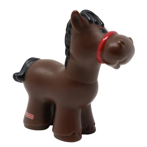 Fisher-Price Ersatzteil für Sammlerstück Little People Stall Scheune Animal Sounds Bauernhof Spielset 77746 - Ersatz braune Pferdefigur mit schwarzer Mähne und Schwanz von Fisher-Price