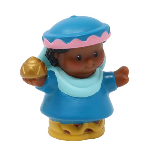 Fisher-Price Ersatzteil für Sammlerstück Little People Weihnachtskrippe Spielset 77620 – Ersatz Wiseman Figur in Blau gekleidet mit einem Geschenk von Fisher-Price