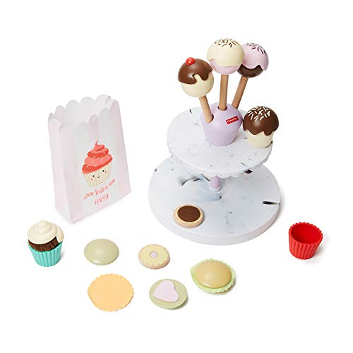 Fisher-Price GJX52 – Dessert Café Set mit Cake Pops, Muffins, Cookies und Macarons aus Holz, Rollenspielzeug für Kinder ab 3 Jahren von Fisher-Price