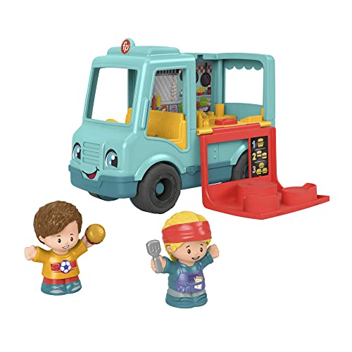 Fisher-Price GYF59 - Little People Burger Truck – deutsche Version, Musikspielzeug zum Anschieben mit Figuren, Spielzeug für Kleinkinder und Vorschulkinder von 1 bis 5 Jahren von Fisher-Price