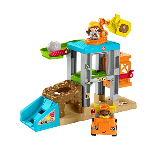 Fisher-Price HCJ64 - Little People Baustellen-Spielset mit Geräuschen, Musik und Kipplaster, Spielzeug von 1 bis 5 Jahren von Fisher-Price