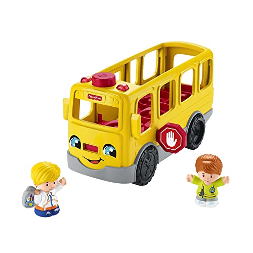 Fisher-Price HJN36 - Little People Schulbus – mehrsprachige Version, Spielzeug zum Anschieben mit Musik für Kleinkinder und Vorschulkinder ab 1 Jahr von Fisher-Price