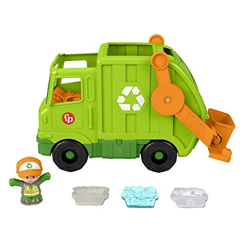 Fisher-Price HJN47 - Little People Recycling Laster – mehrsprachige Version, Musikspielzeug zum Anschieben für Kleinkinder und Vorschulkinder ab 1 Jahr, grün von Fisher-Price