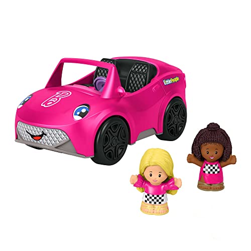 Fisher-Price HJN53 - Little People Barbie Cabrio Spielset, Spielzeugauto zum Anschieben mit Geräuschen und Musik, enthält 2 Spielfiguren, Spielzeug für Kinder ab 18 Monaten von Fisher-Price