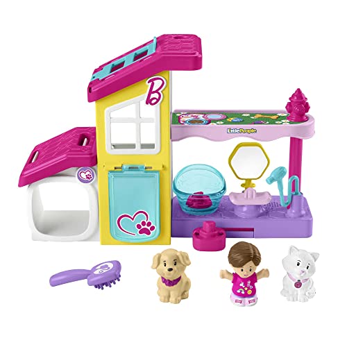 Little People Barbie Tierstation Spielset - 2 Etagen, lustige Geräusche, 3 Figuren, Kuschelecke, für Kinder von 1,5 bis 5 Jahren, HJW76 von Fisher-Price