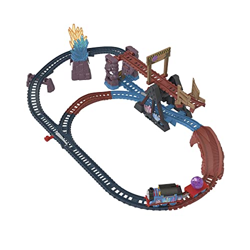 Fisher-Price HMC28 - Thomas & Friends Spielzeugeisenbahn-Set mit motorisiertem Thomas-Zug und Kippbrücke, 2,5 meter Schienen, Kristallhöhlen-Abenteuer-Set, Spielzeg für Kinder ab 3 Jahren von Thomas und seine Freunde